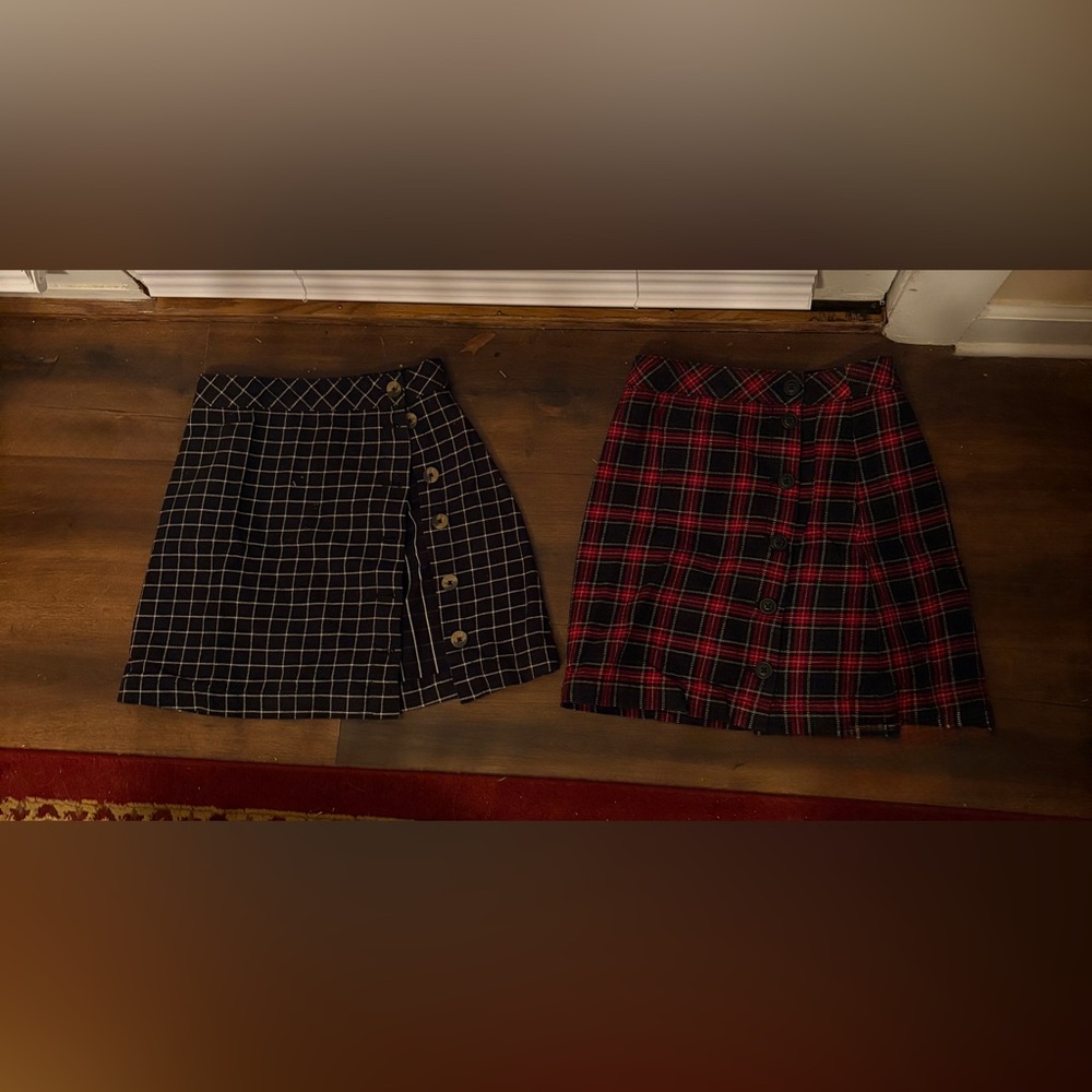 H&M Black and Red Plaid Mini Skirt Set